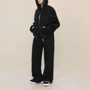 Casual and fashionable men's and women's 100% pure cotton thick design hoodie and pants set