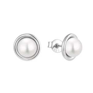 925 sterling silver pearl earrings, simple and hypoallergenic daily accessories, round white pearl earrings for women